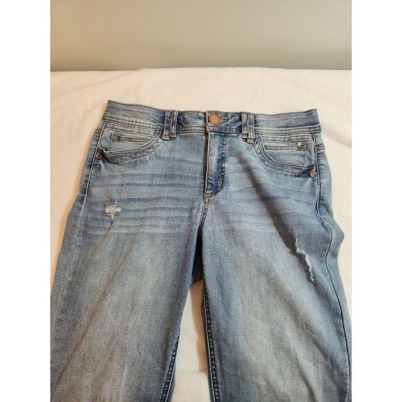Democracy Jeans Womens Sz 8 Blue "Ab" Solution Technology Whiskers Distressed - Picture 5 of 15